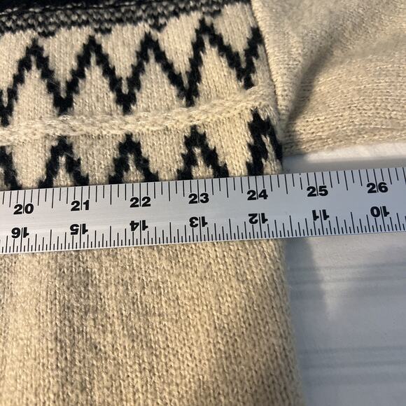 Lane Bryant Womens Fair Isle Cardigan Sweater Size 10/12 Tan Black Open Front - Picture 9 of 10